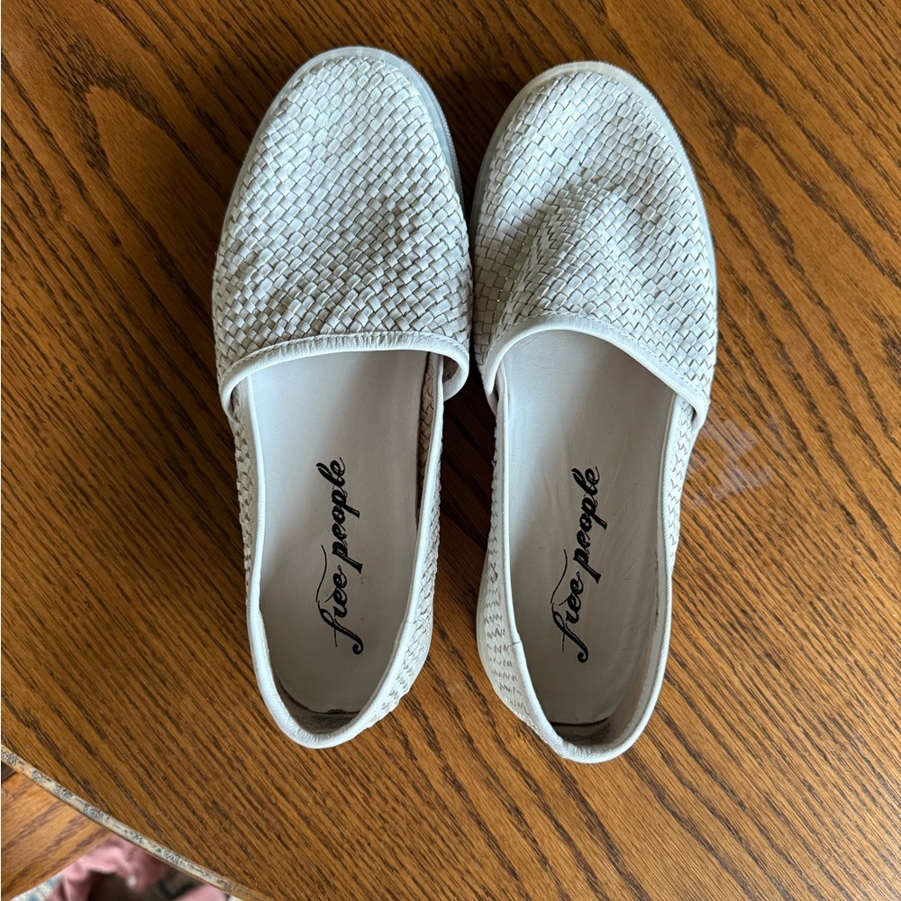 Free People Women's White Slip-On woven shoes